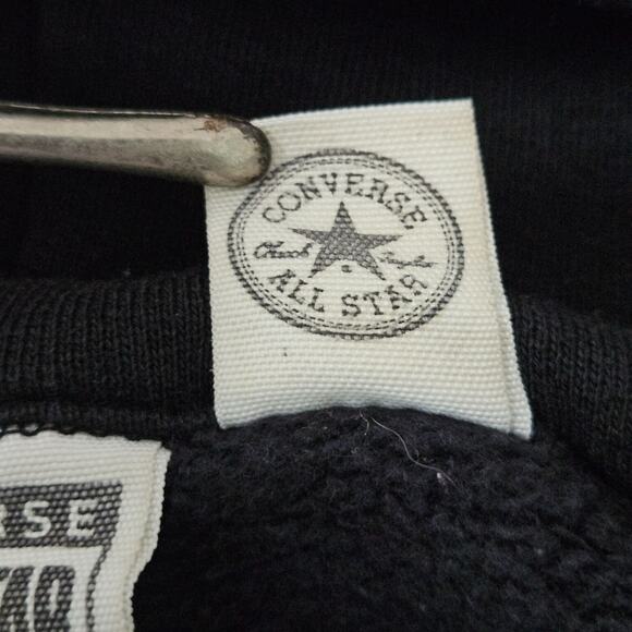 Vtg Converse All Star Sz XXL Black Full Zip Hoodie Cotton Distressed Sweatshirt - Picture 10 of 16